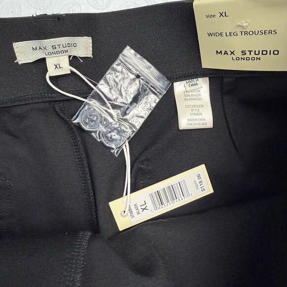 NEW Max Studio London High Rise Wide Leg Trouser Pant Women Size XL Black - Picture 5 of 11